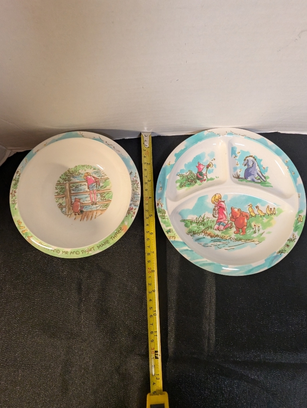 Vintage Classic Winnie the Pooh & Friends  divided plate and bowl set lot of 2 - Picture 8 of 11